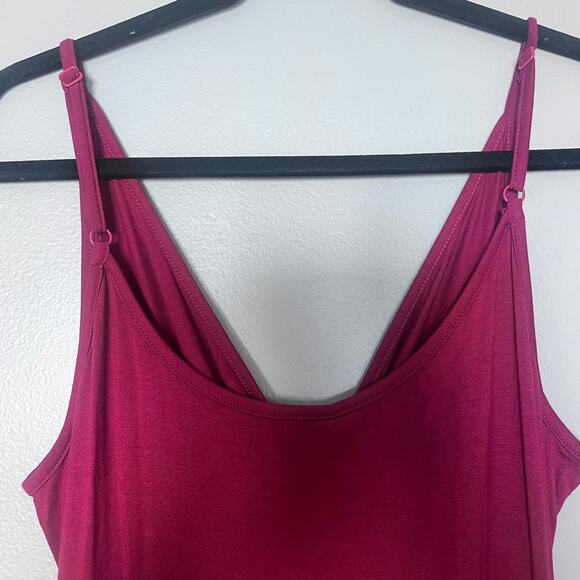 WEACZZY Women Sleeveless Midi Dress Sz L Burgundy Adjustable Straps Rayon Blend - Picture 5 of 6